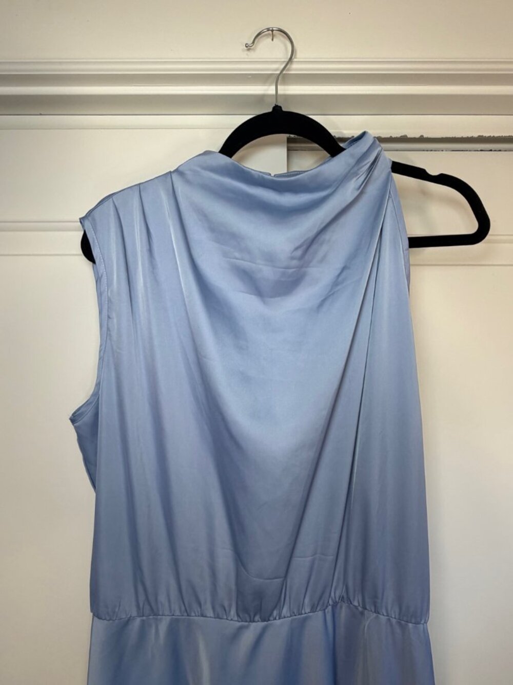 PrettyGarden Light Blue Satin Halter Midi Dress XXL - Picture 7 of 11